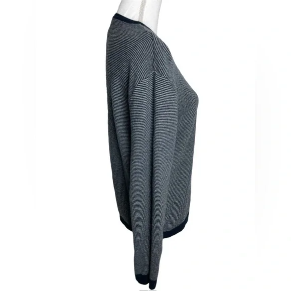 Barbour XL 100% Wool Navy and Gray Striped Sweater - Picture 4 of 8